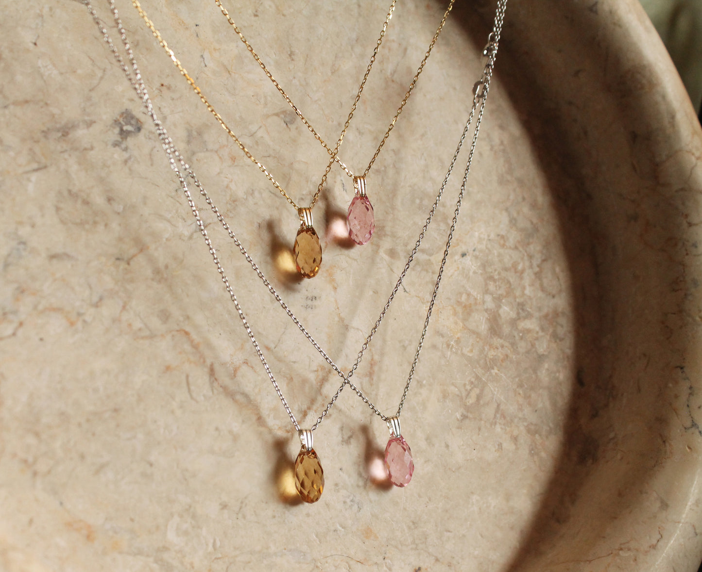 Sterling Silver Dainty Crystal Pendant