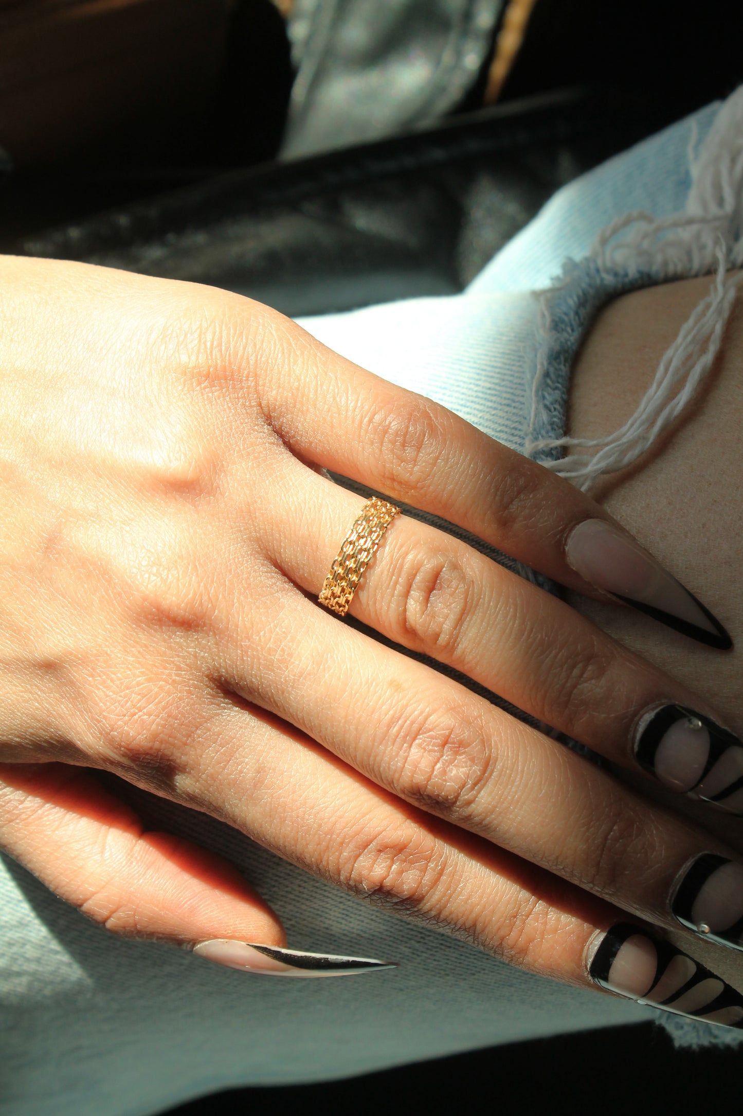 14k Gold Bismark Chain Ring