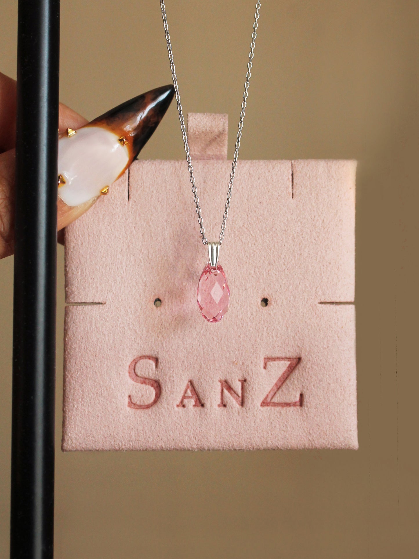 Sterling Silver Dainty Crystal Pendant